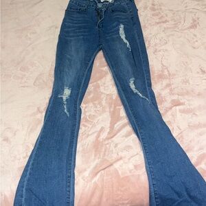 Women's Blue Distressed Jeans